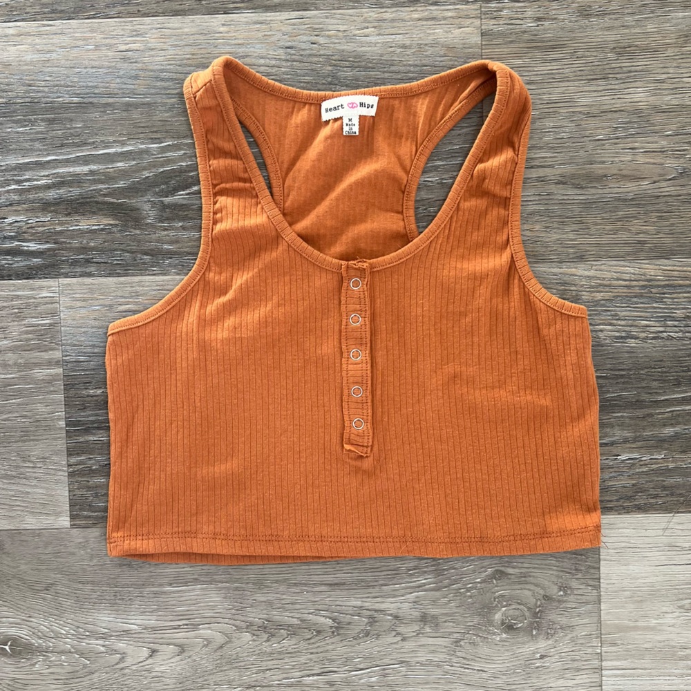 Heart & Hips Ribbed Henley Crop Tank